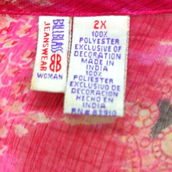 Bill Blass Jeans Vintage Sheer Embellished Tunic/ Midi Pink Women's 2X Runs Smal - Picture 3 of 14